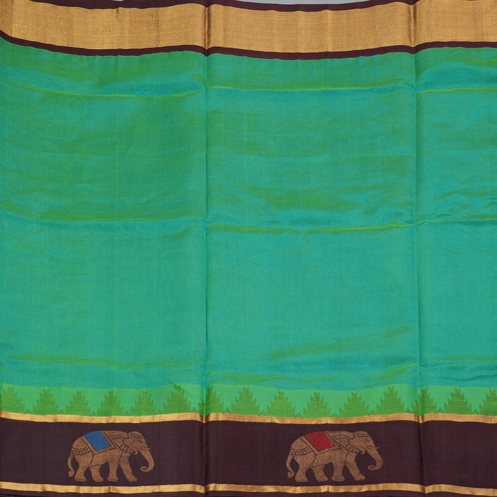 Hayagrivas Bluish-Green Pure Silk Cotton Saree SSCBF36D13-5