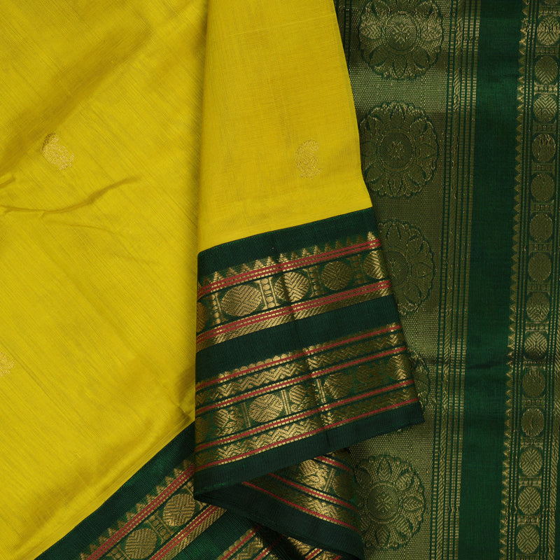 Hayagrivas Lemon Yellow Pure Silk Cotton Saree SSCBF36D3-14
