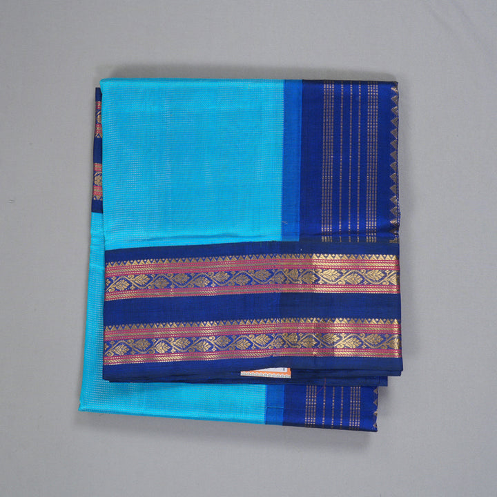 Hayagrivas Sky Blue Pure Silk Cotton Saree SSCBF36D4-3