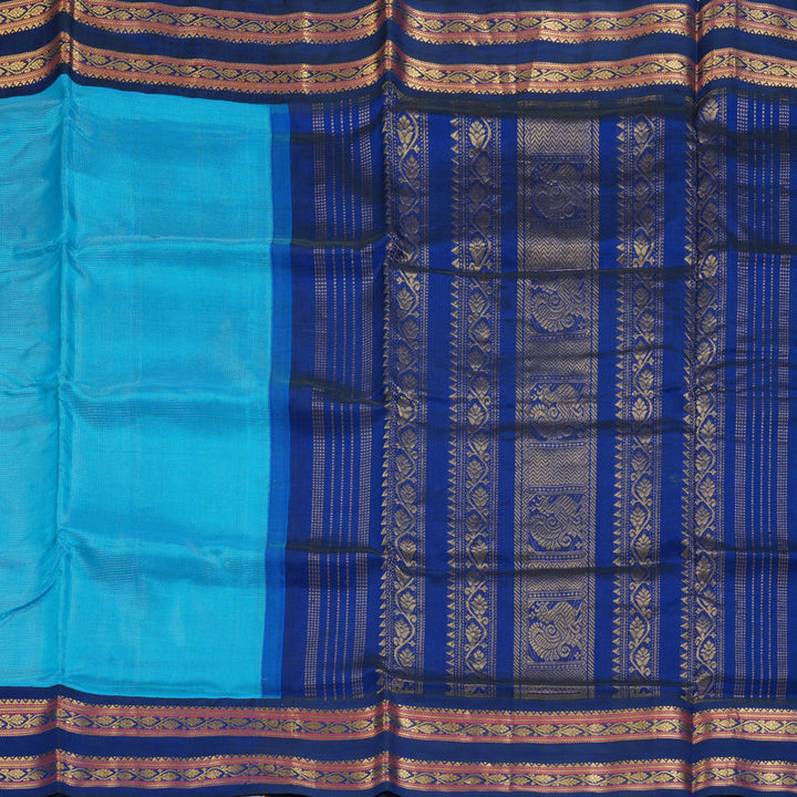 Hayagrivas Sky Blue Pure Silk Cotton Saree SSCBF36D4-3