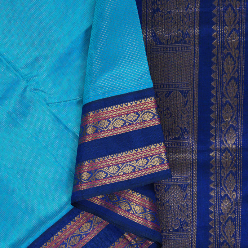 Hayagrivas Sky Blue Pure Silk Cotton Saree SSCBF36D4-3