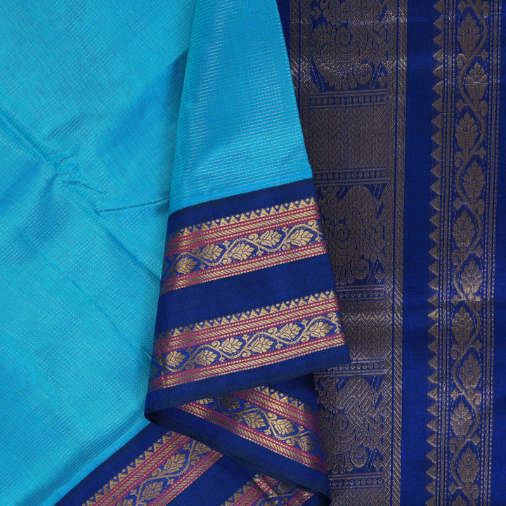 Hayagrivas Sky Blue Pure Silk Cotton Saree SSCBF36D4-3
