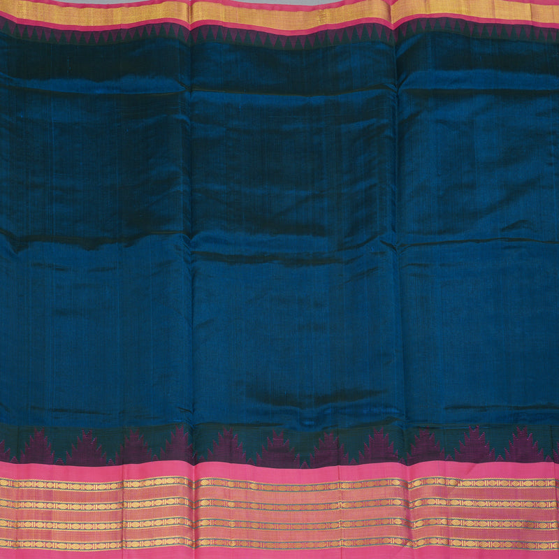 Hayagrivas Peacock Blue Pure Silk Cotton Saree SSCBF36D6-1