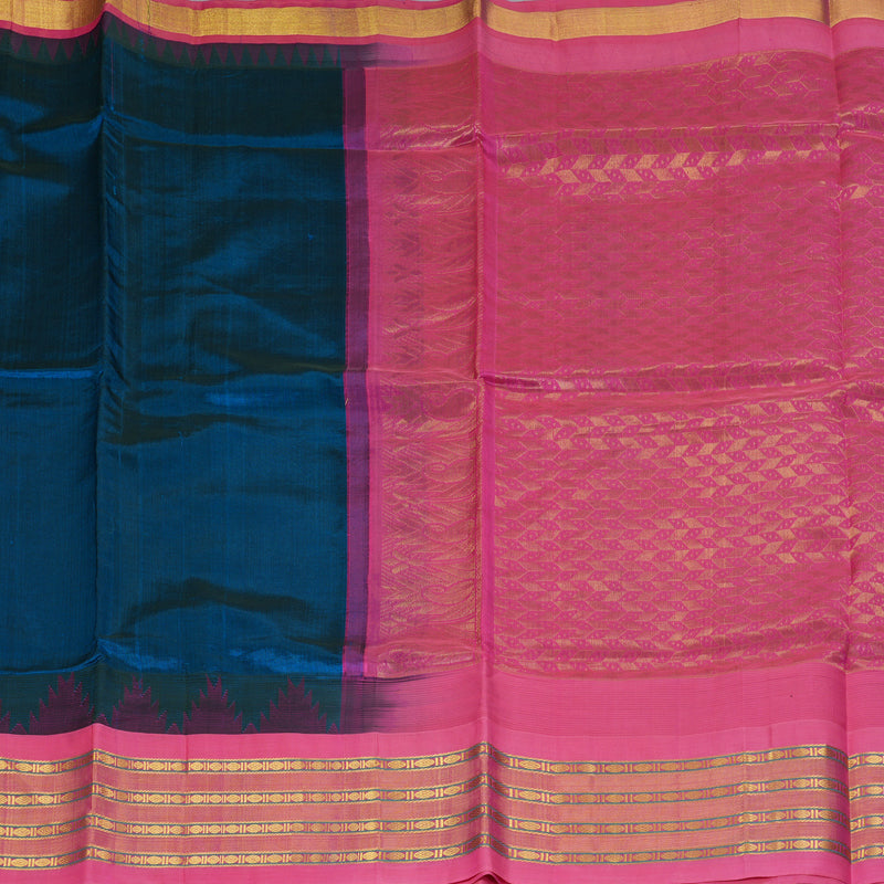 Hayagrivas Peacock Blue Pure Silk Cotton Saree SSCBF36D6-1