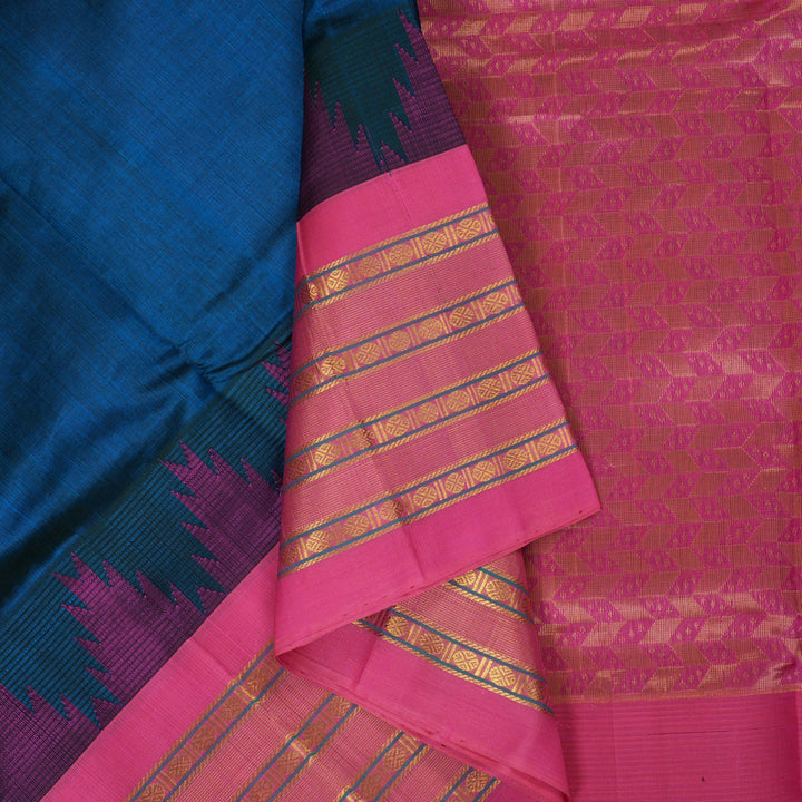 Hayagrivas Peacock Blue Pure Silk Cotton Saree SSCBF36D6-1