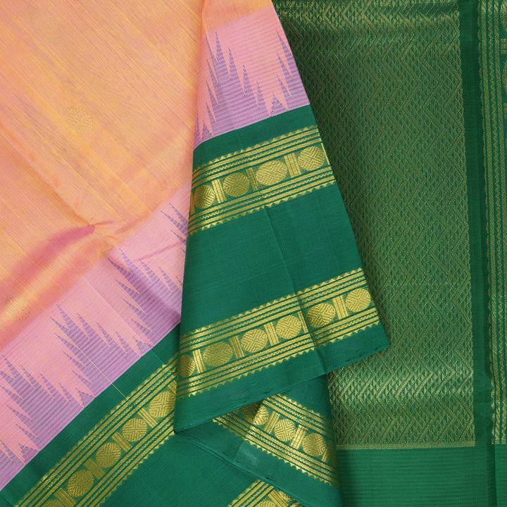 Hayagrivas Yellowish-Peach Pure Silk Cotton Saree SSCBF36D7-1