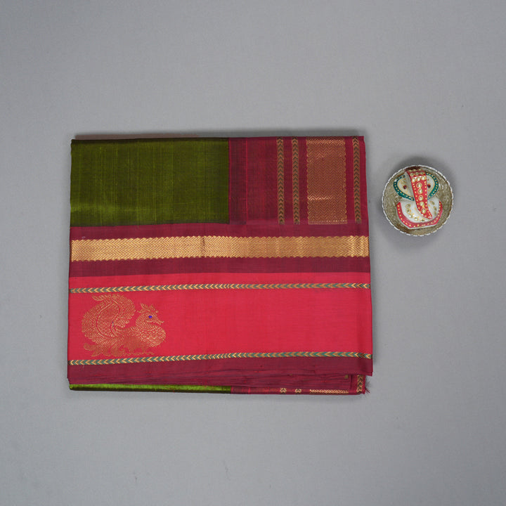 Hayagrivas Mehandi Green Pure Silk Cotton Saree SSCBF36D8-1