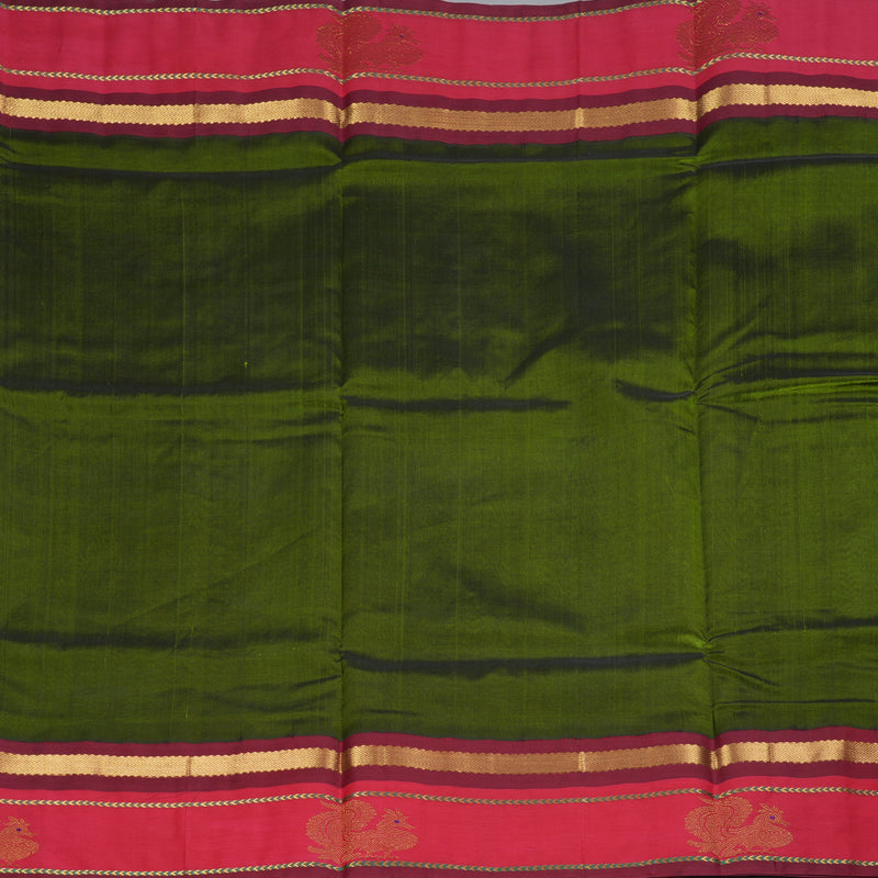 Hayagrivas Mehandi Green Pure Silk Cotton Saree SSCBF36D8-1