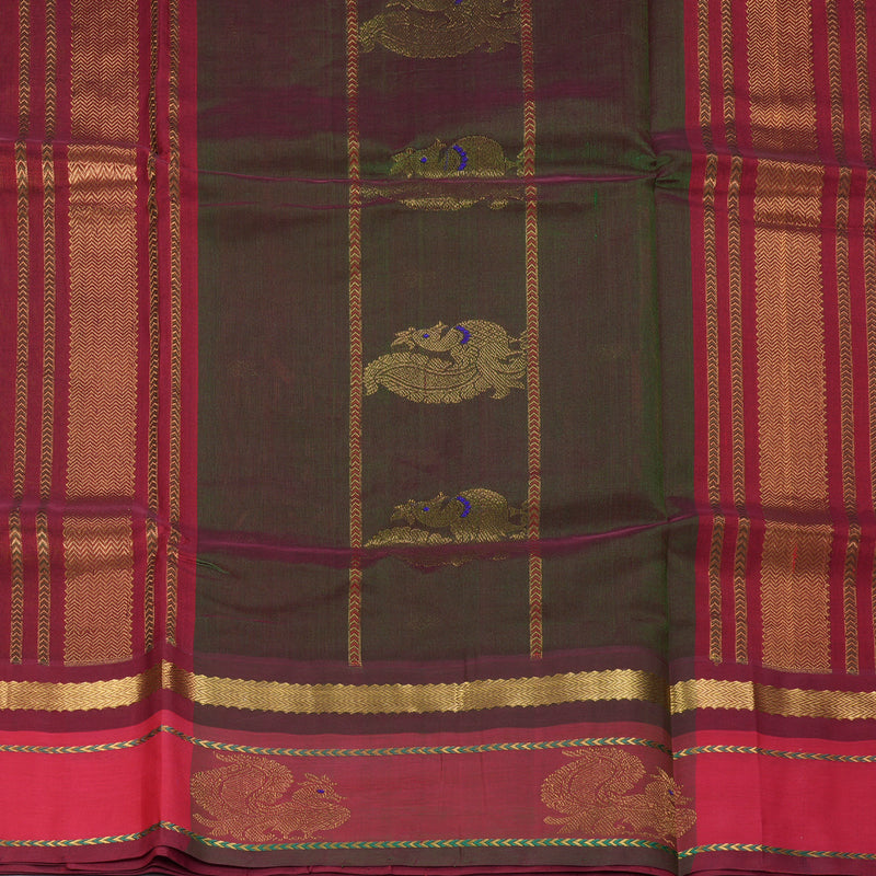 Hayagrivas Mehandi Green Pure Silk Cotton Saree SSCBF36D8-1