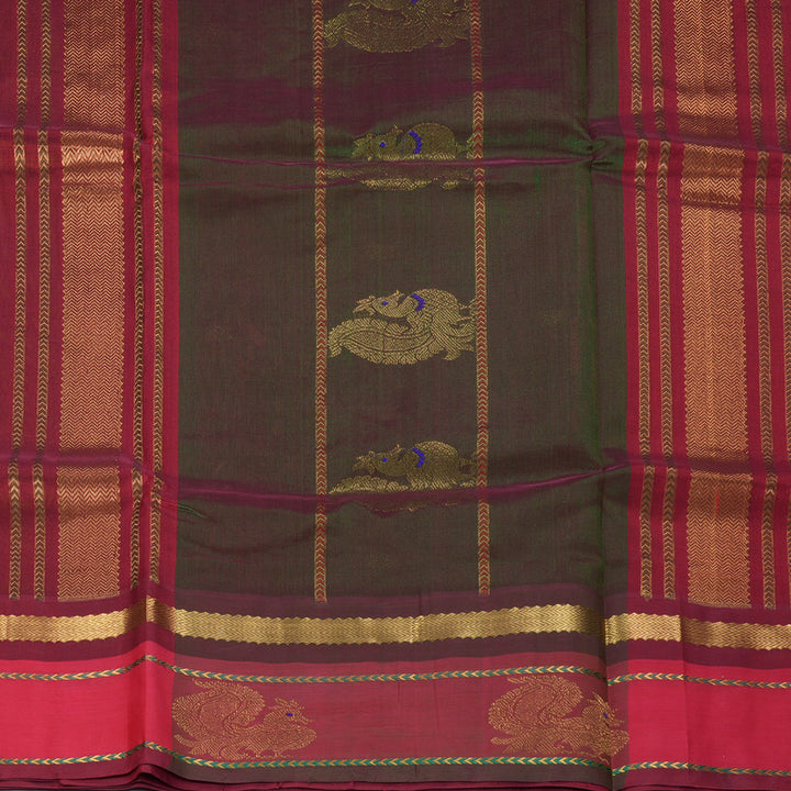 Hayagrivas Mehandi Green Pure Silk Cotton Saree SSCBF36D8-1