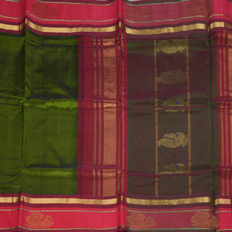 Hayagrivas Mehandi Green Pure Silk Cotton Saree SSCBF36D8-1