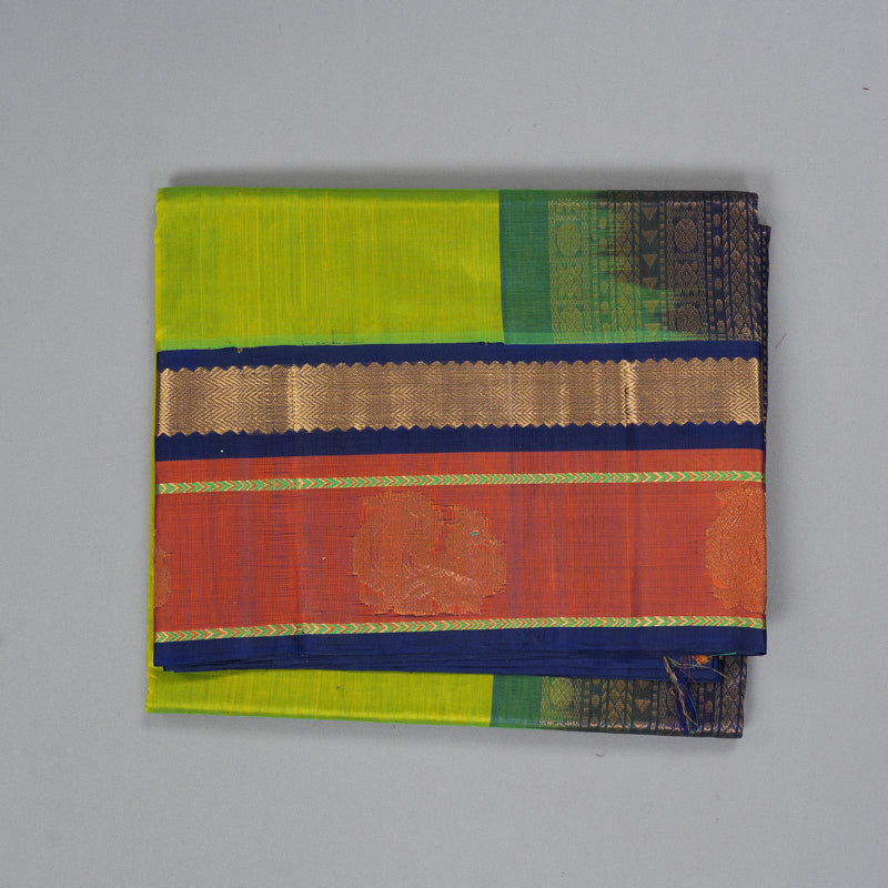 Hayagrivas Fluorescent Green Pure Silk Cotton Saree SSCBF36D8-10