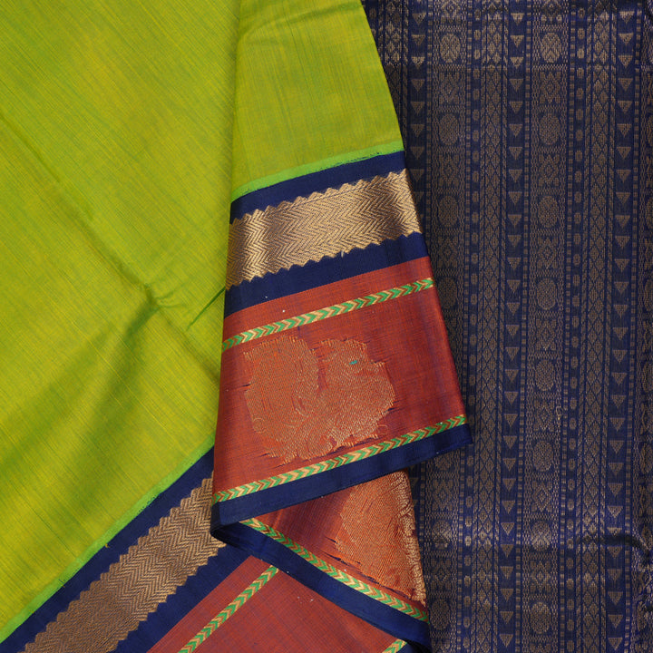 Hayagrivas Fluorescent Green Pure Silk Cotton Saree SSCBF36D8-10