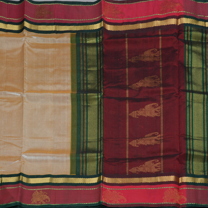 Hayagrivas Beige Pure Silk Cotton Saree SSCBF36D8-3