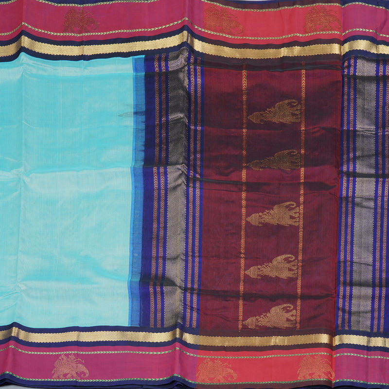 Hayagrivas Ice Blue Pure Silk Cotton Saree SSCBF36D8-4
