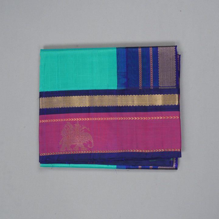 Hayagrivas Bright Teal Pure Silk Cotton Saree SSCBF36D8-5