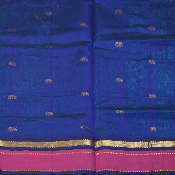 Hayagrivas Bright Teal Pure Silk Cotton Saree SSCBF36D8-5