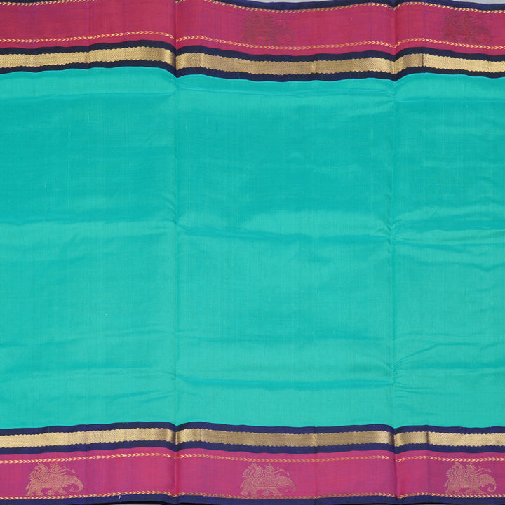 Hayagrivas Bright Teal Pure Silk Cotton Saree SSCBF36D8-5