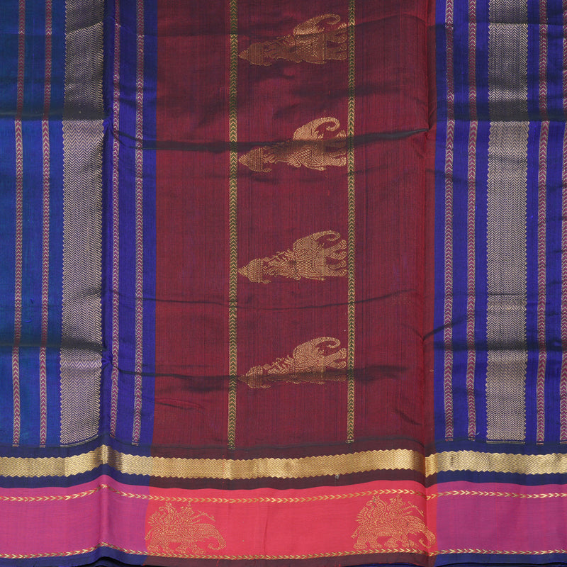 Hayagrivas Bright Teal Pure Silk Cotton Saree SSCBF36D8-5