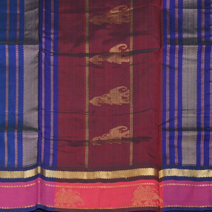 Hayagrivas Bright Teal Pure Silk Cotton Saree SSCBF36D8-5