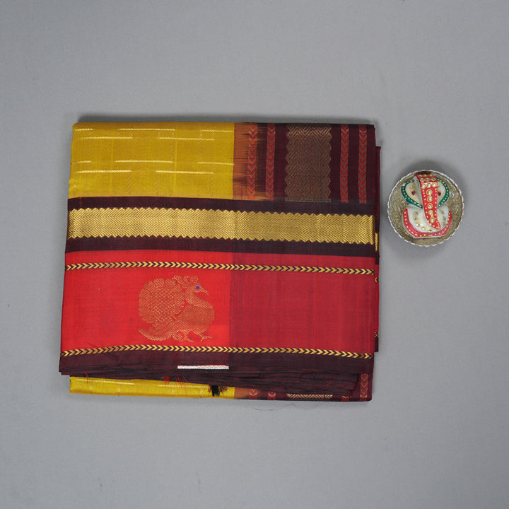 Hayagrivas Golden Yellow Pure Silk Cotton Saree SSCBF36D9-1