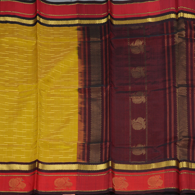 Hayagrivas Golden Yellow Pure Silk Cotton Saree SSCBF36D9-1