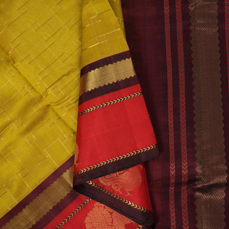 Hayagrivas Golden Yellow Pure Silk Cotton Saree SSCBF36D9-1