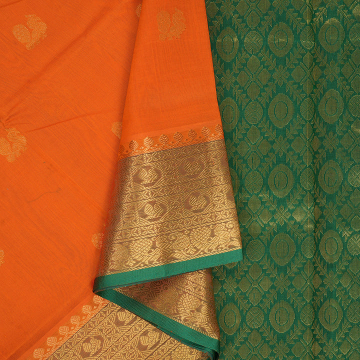 Hayagrivas Orange Pure Silk Cotton Saree SSCBF37D1-16