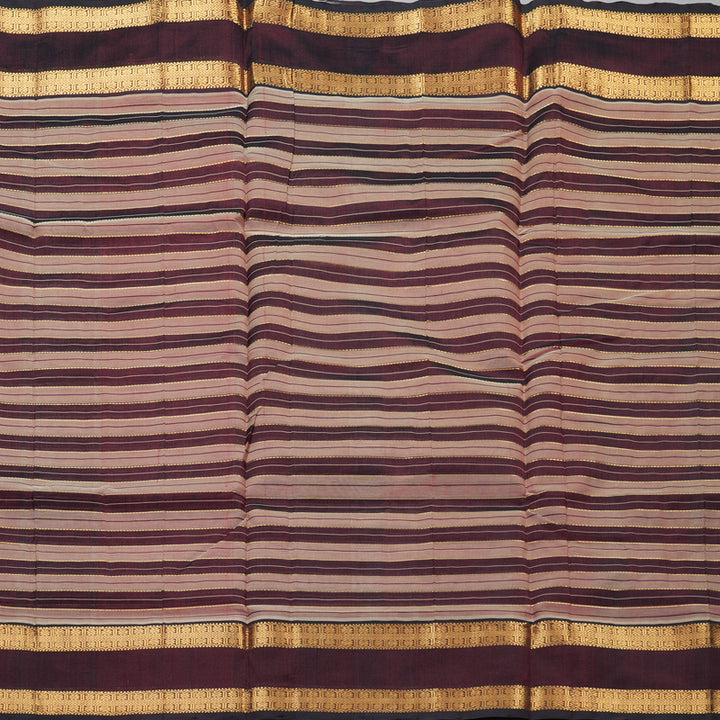 Hayagrivas Maroon & Cream Stripes Pure Silk Cotton Saree SSCBF37D1-5