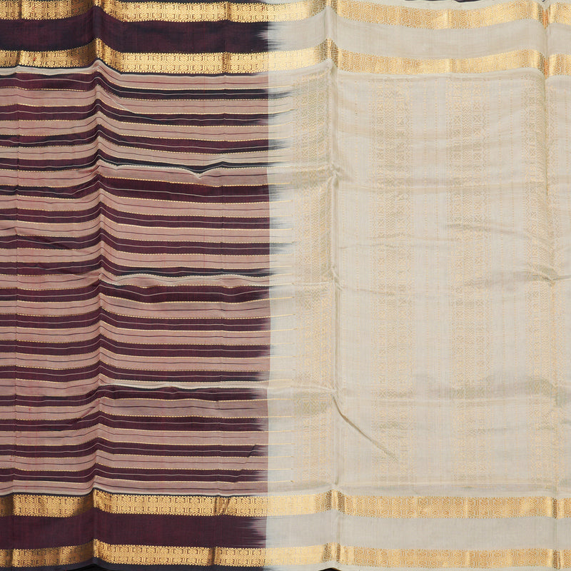 Hayagrivas Maroon & Cream Stripes Pure Silk Cotton Saree SSCBF37D1-5