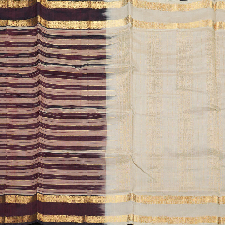 Hayagrivas Maroon & Cream Stripes Pure Silk Cotton Saree SSCBF37D1-5