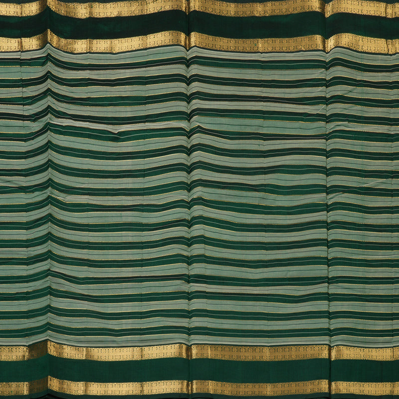 Hayagrivas Bottle Green & Cream Stripes Pure Silk Cotton Saree SSCBF37D1-8