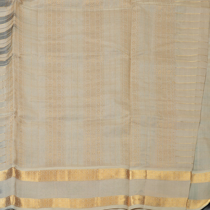 Hayagrivas Bottle Green & Cream Stripes Pure Silk Cotton Saree SSCBF37D1-8