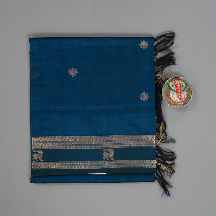 Hayagrivas Peacock Blue Kanchi Silk Cotton Saree SSCBF38D4-4