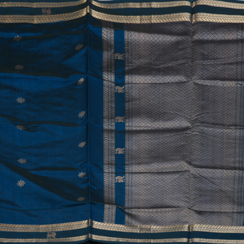 Hayagrivas Peacock Blue Kanchi Silk Cotton Saree SSCBF38D4-4