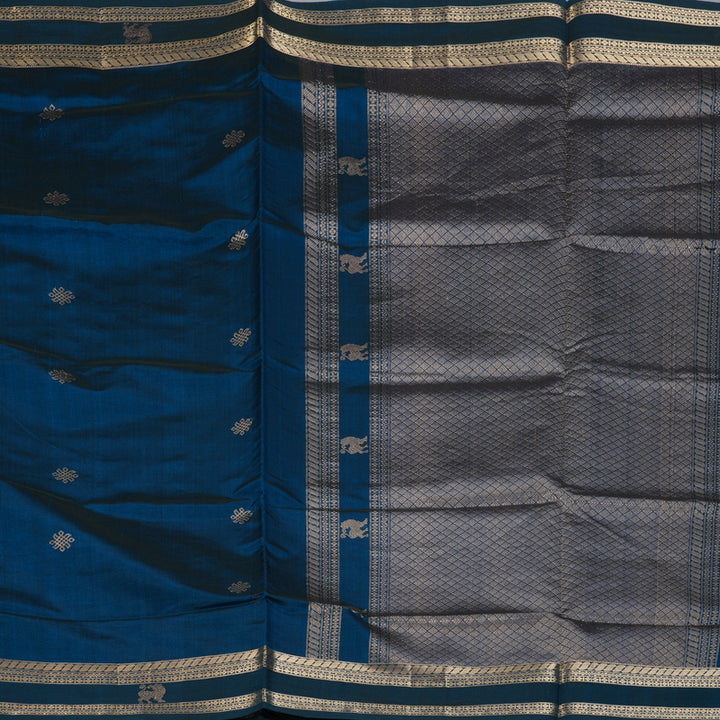 Hayagrivas Peacock Blue Kanchi Silk Cotton Saree SSCBF38D4-4