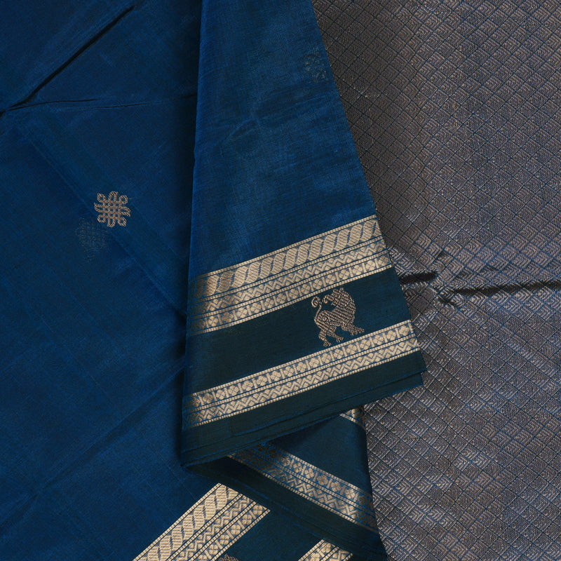 Hayagrivas Peacock Blue Kanchi Silk Cotton Saree SSCBF38D4-4