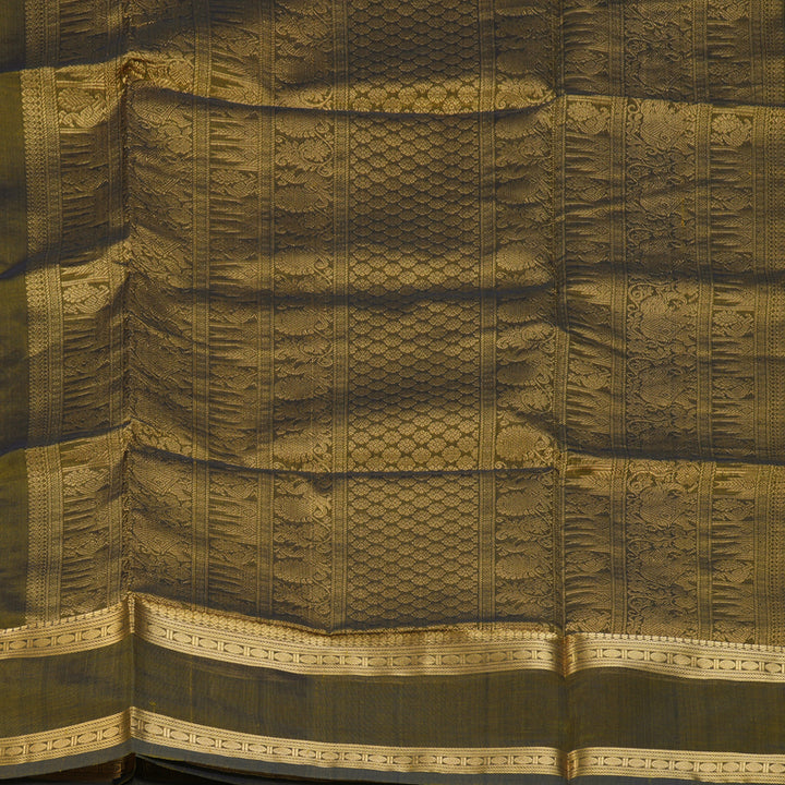 Hayagrivas Olive Green Kanchi Silk Cotton Saree SSCBF38D6-12
