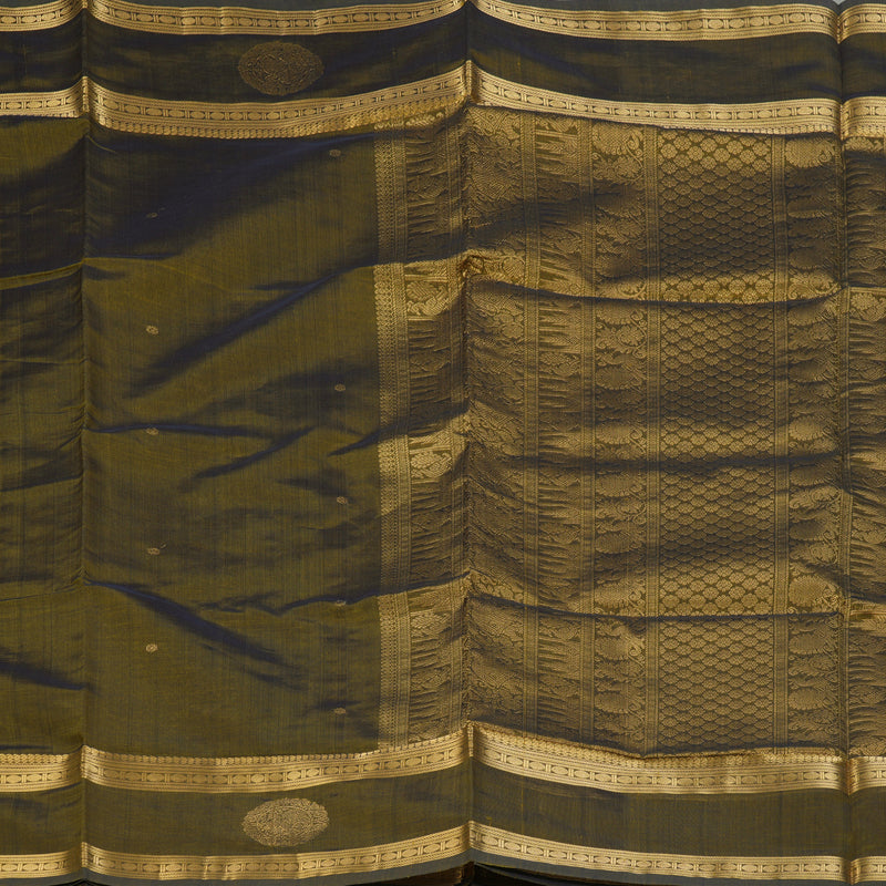 Hayagrivas Olive Green Kanchi Silk Cotton Saree SSCBF38D6-12