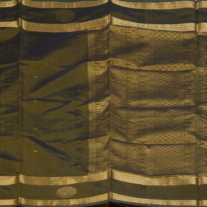 Hayagrivas Olive Green Kanchi Silk Cotton Saree SSCBF38D6-12