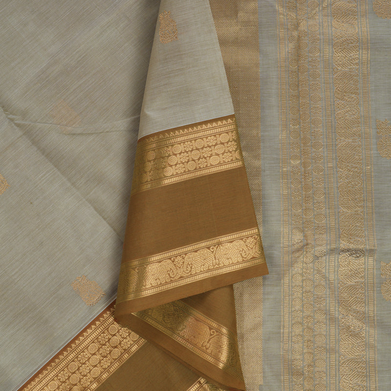 Hayagrivas Light Grey Kanchi Silk Cotton Saree SSCBF38D6-13