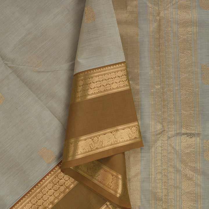 Hayagrivas Light Grey Kanchi Silk Cotton Saree SSCBF38D6-13
