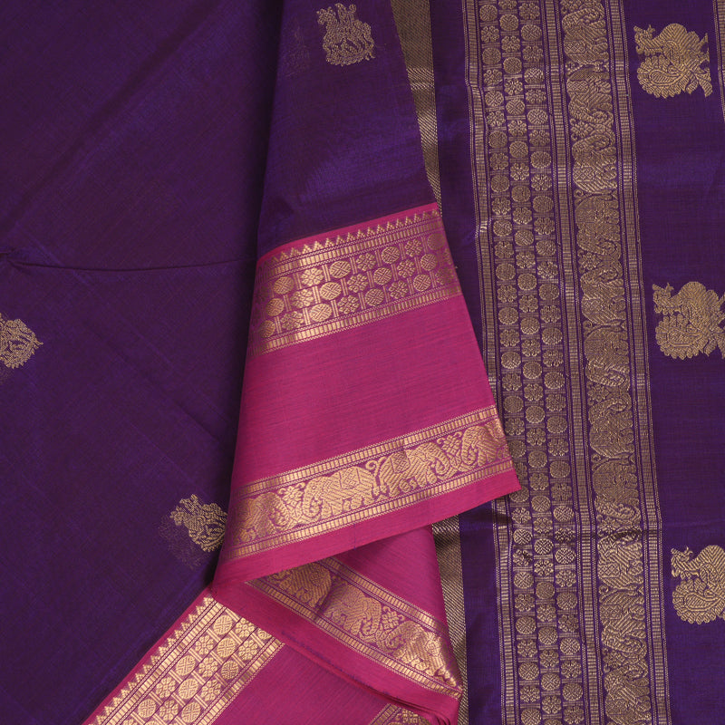 Hayagrivas Purple Kanchi Silk Cotton Saree SSCBF38D6-3