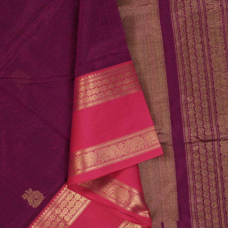 Hayagrivas Purple Kanchi Silk Cotton Saree SSCBF38D6-4