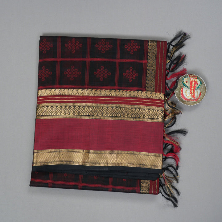 Hayagrivas Black Kanchi Silk Cotton Saree SSCBF38D7-1