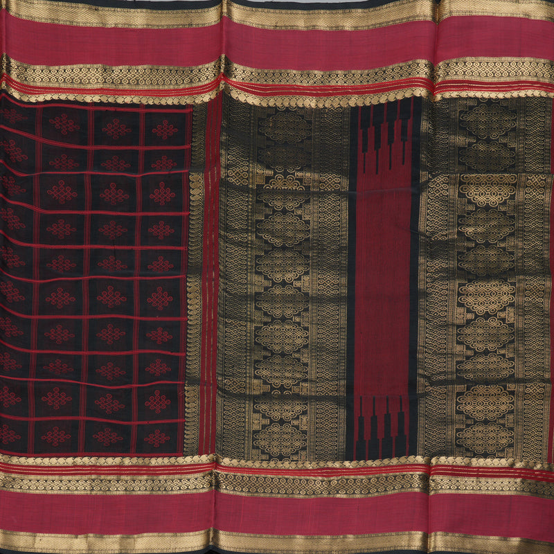 Hayagrivas Black Kanchi Silk Cotton Saree SSCBF38D7-1