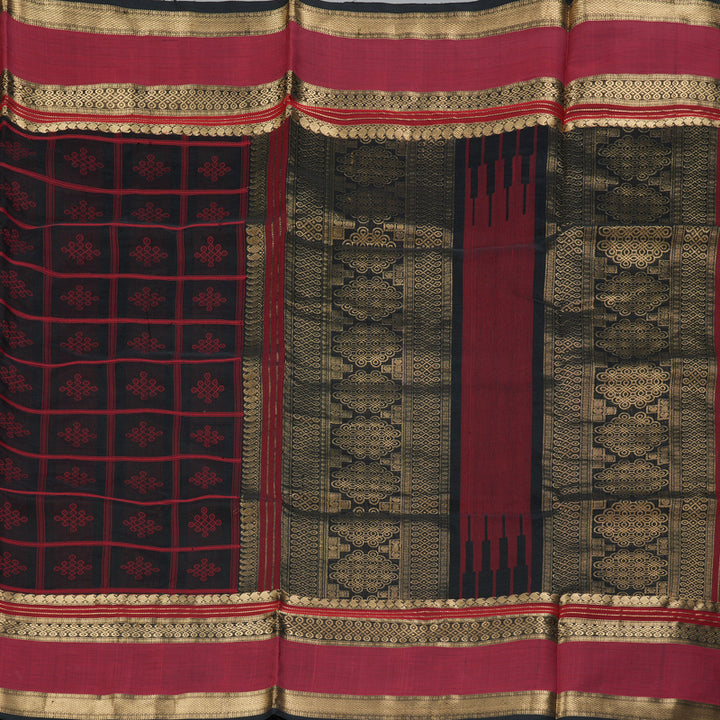 Hayagrivas Black Kanchi Silk Cotton Saree SSCBF38D7-1