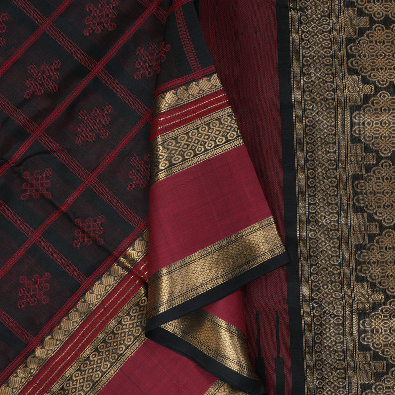 Hayagrivas Black Kanchi Silk Cotton Saree SSCBF38D7-1
