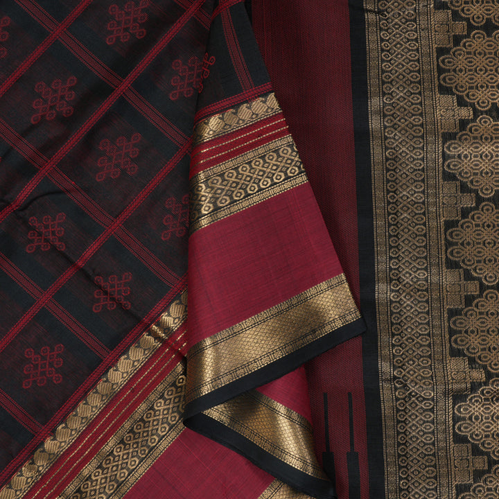 Hayagrivas Black Kanchi Silk Cotton Saree SSCBF38D7-1