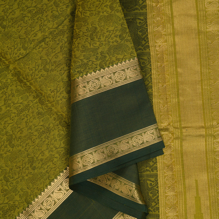 Hayagrivas Parrot Green Kanchi Silk Cotton Saree SSCBF38D7-2